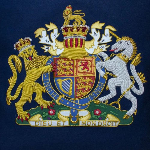 Royal Coat of Arms - Hand Embroidered Military Cushion
